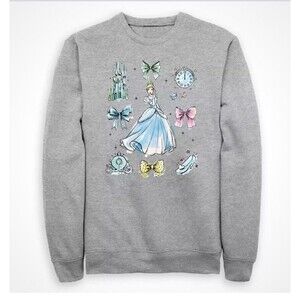 Disney’s Cinderella Icons Pullover Crewneck Sweatshirt Gray Women’s Size 3XL